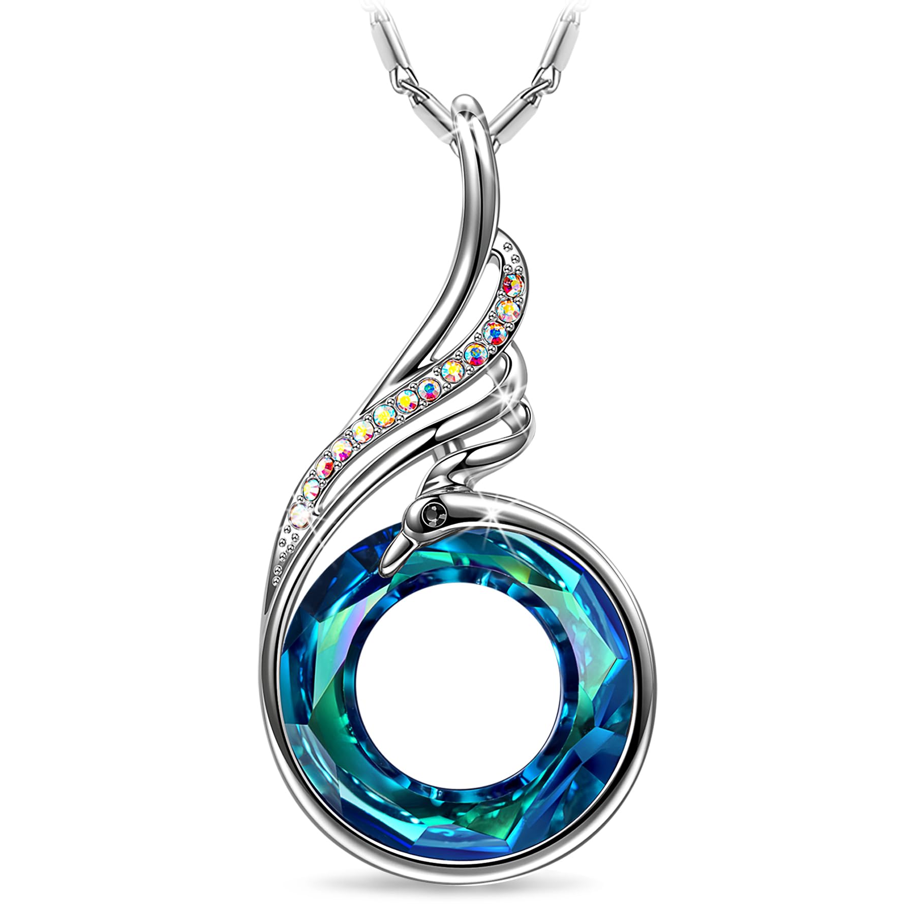Kate Lynn "Rise From the Ashes Phoenix Necklace Made with Crystals from Austria, 18"+2" Necklace, Packaged with Jewelry Box, Birthday Gift for Women, Symbol of Luck and Renewal