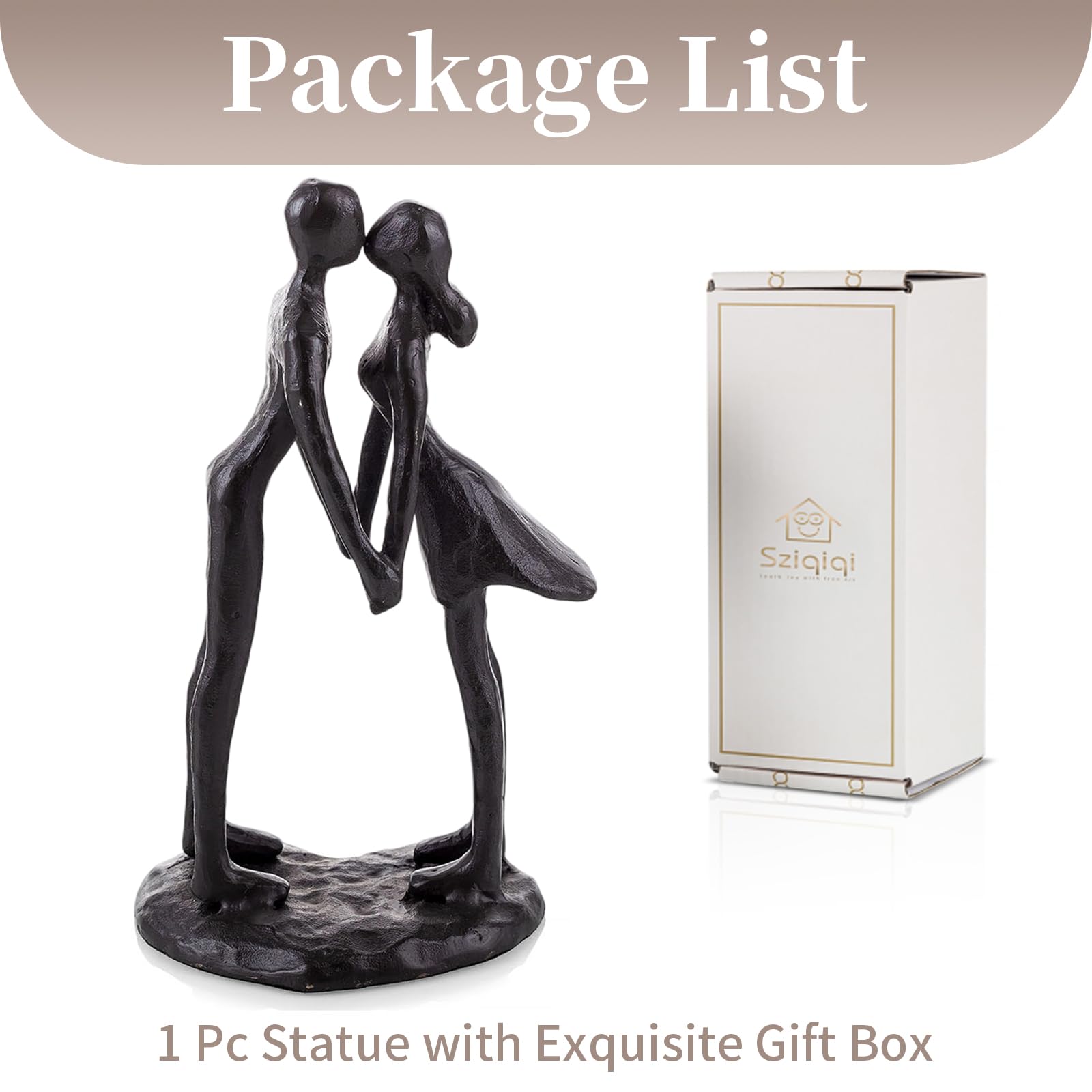 Sziqiqi Anniversary Wedding Gifts for Couple: 6th Anniversary Iron Gifts for Him Her Women Couples - 6 Year Wedding Gift for Christmas Valentines Birthday - Couple Dancing Figurines