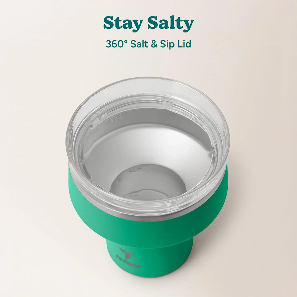 REDUCE Saltini 16 oz Cocktail Tumbler - Insulated Margarita Tumbler with Lid - Keeps Drinks Cold for 10 Hours - 360 Sippable Martini Glass Alternative - Shatterproof, Perfect for Parties - Sea Glass - Unique Gift Market