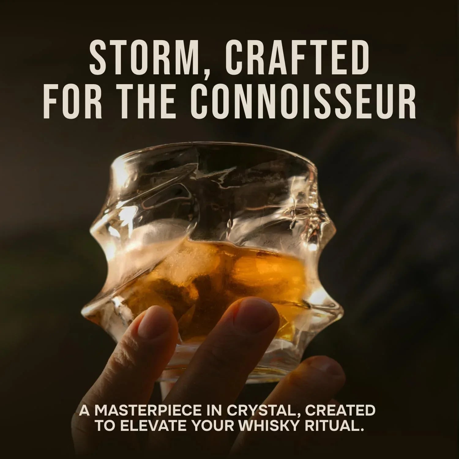 TSUKIGLASS® Storm Premium Japanese Crystal Whisky Glasses Set of 4 - Gift Ready Box, 100% Ultra Clarity Lead-Free Crystal, 10oz Tumblers for Bourbon, Scotch & Cocktails, Luxury Gift for Men - Unique Gift Market