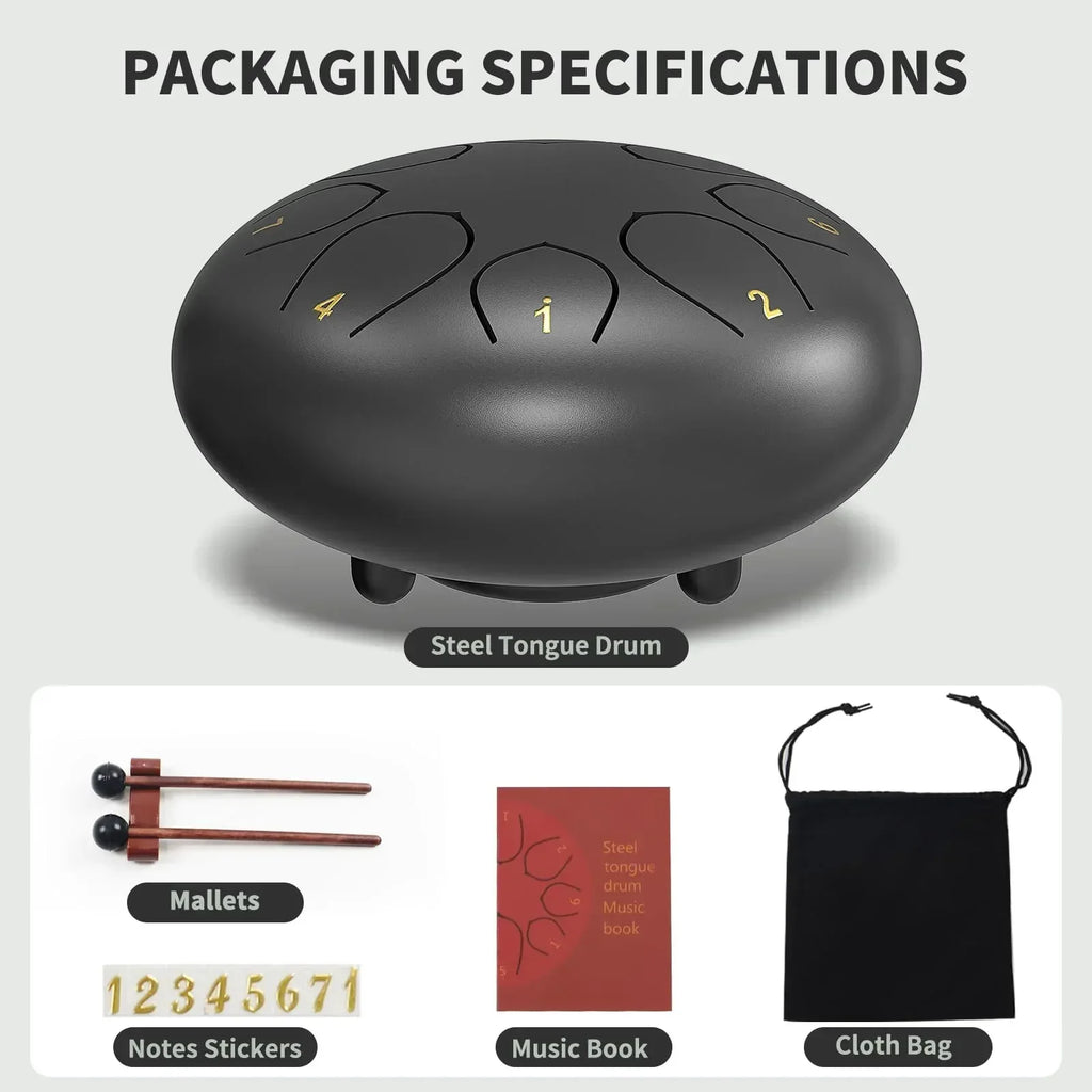 Rain Drum for Outside Garden, 6 Inches 8 Notes Steel Tongue Chakra Drums, Waterproof Meditation Rain Chime, Musical Instruments for Adult Gift with Bag, Music Book, Drum Mallets (Green) - Unique Gift Market