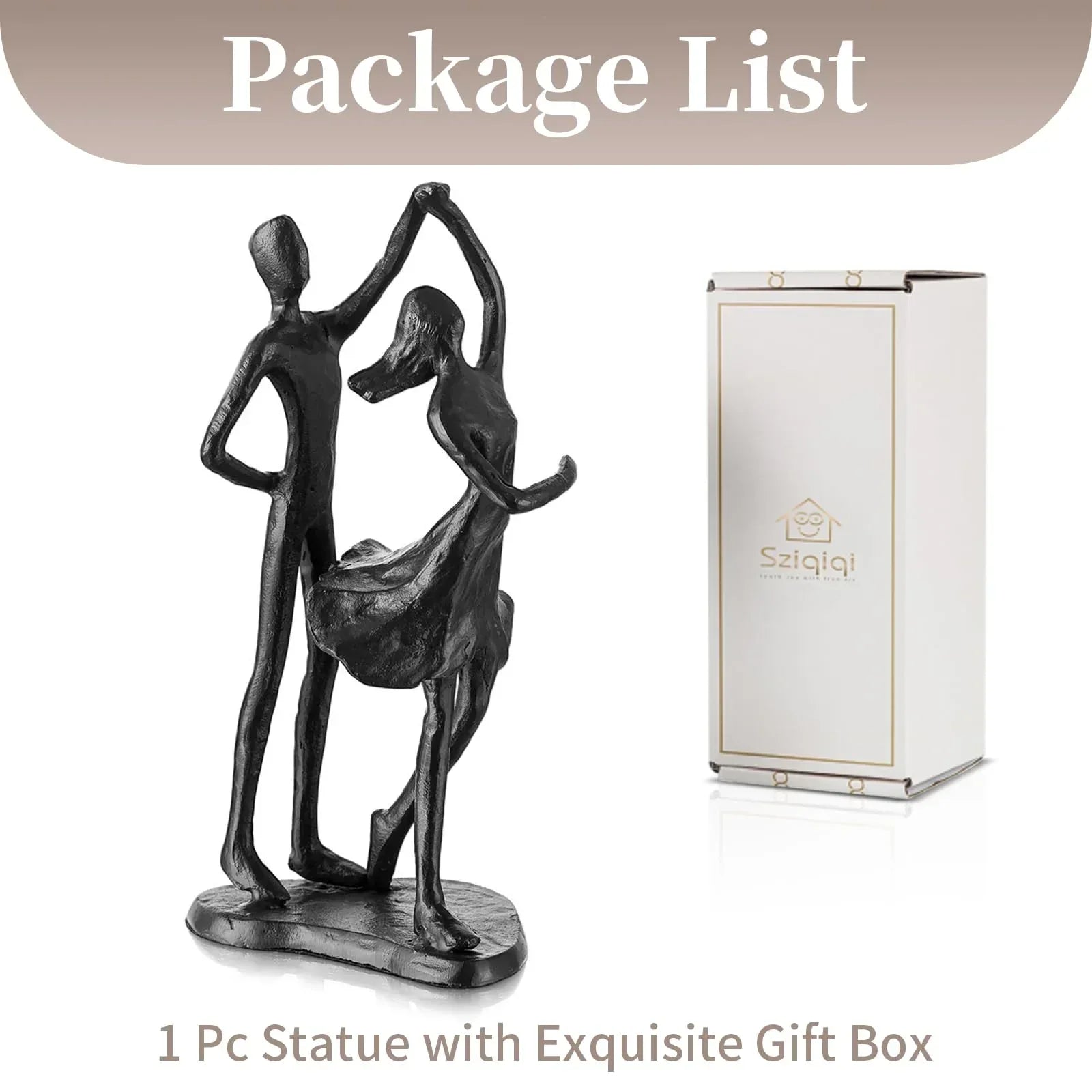 Sziqiqi Anniversary Wedding Gifts for Couple: 6th Anniversary Iron Gifts for Him Her Women Couples - 6 Year Wedding Gift for Christmas Valentines Birthday - Couple Dancing Figurines - Unique Gift Market