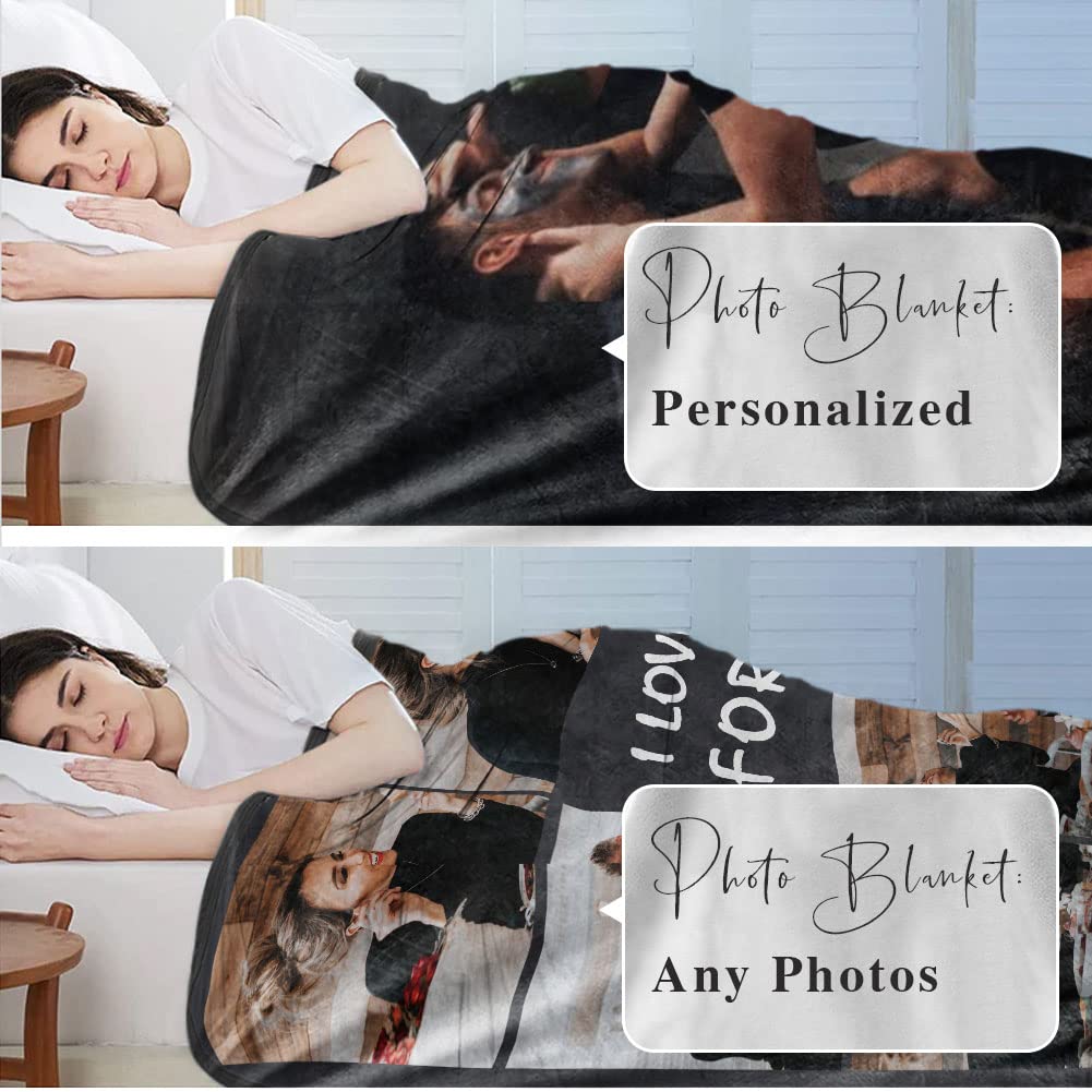 DayOfShe Ships Next Day, Personalized Photo Blankets for Girlfriend Gifts Mom Gifts, Custom Wife Blankets with Picture Flannel Throw Blanket for Boyfriend Couples Gifts