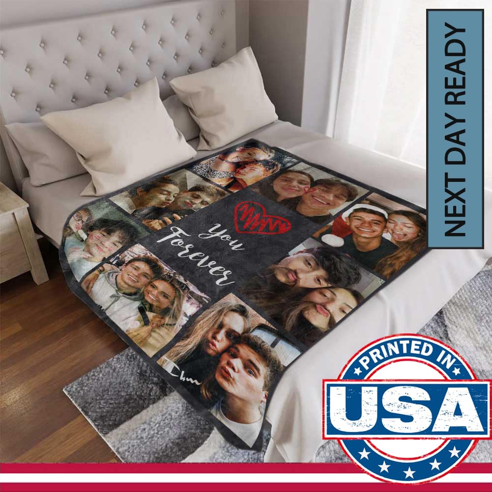 DayOfShe Ships Next Day, Personalized Photo Blankets for Girlfriend Gifts Mom Gifts, Custom Wife Blankets with Picture Flannel Throw Blanket for Boyfriend Couples Gifts