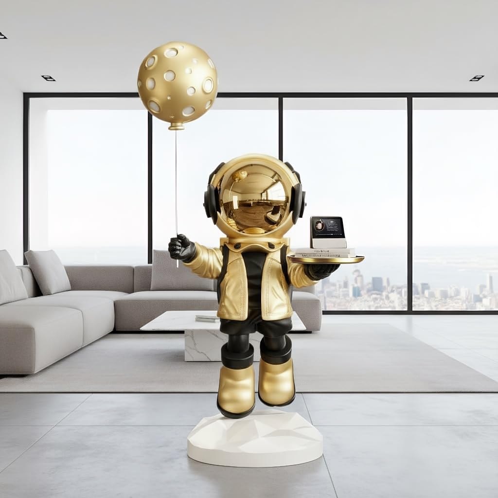 Astronaut Statue, Spaceman Sculpture, Home Decor Sculpture, Cool Metal mask Decoration, Large Spaceman Figurine Decoration
