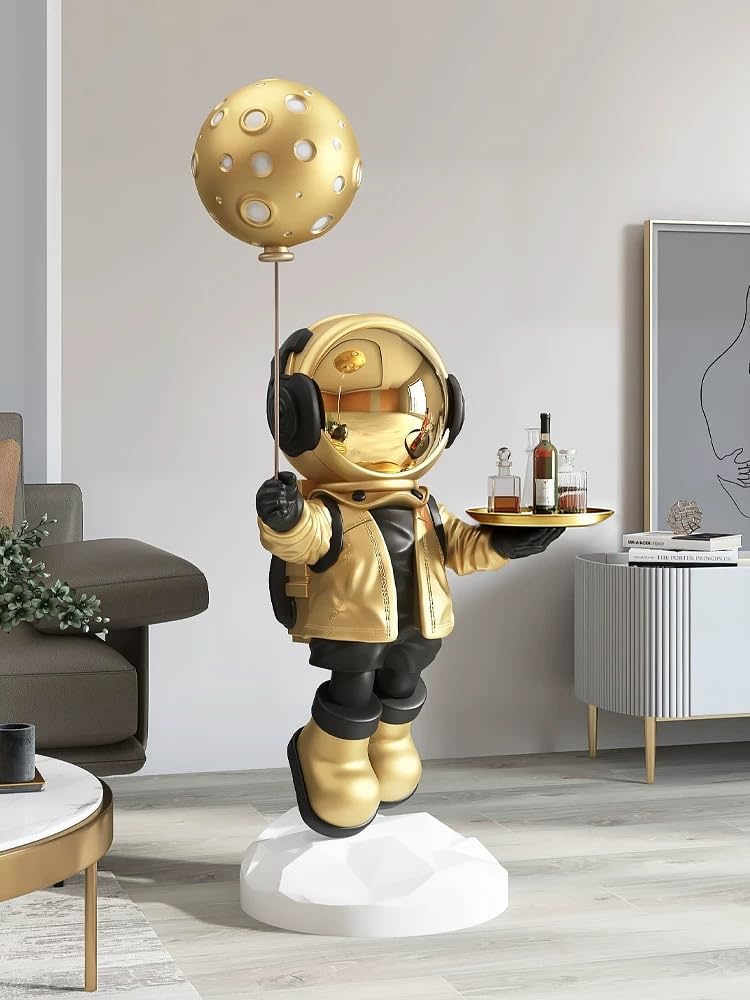 Astronaut Statue, Spaceman Sculpture, Home Decor Sculpture, Cool Metal mask Decoration, Large Spaceman Figurine Decoration