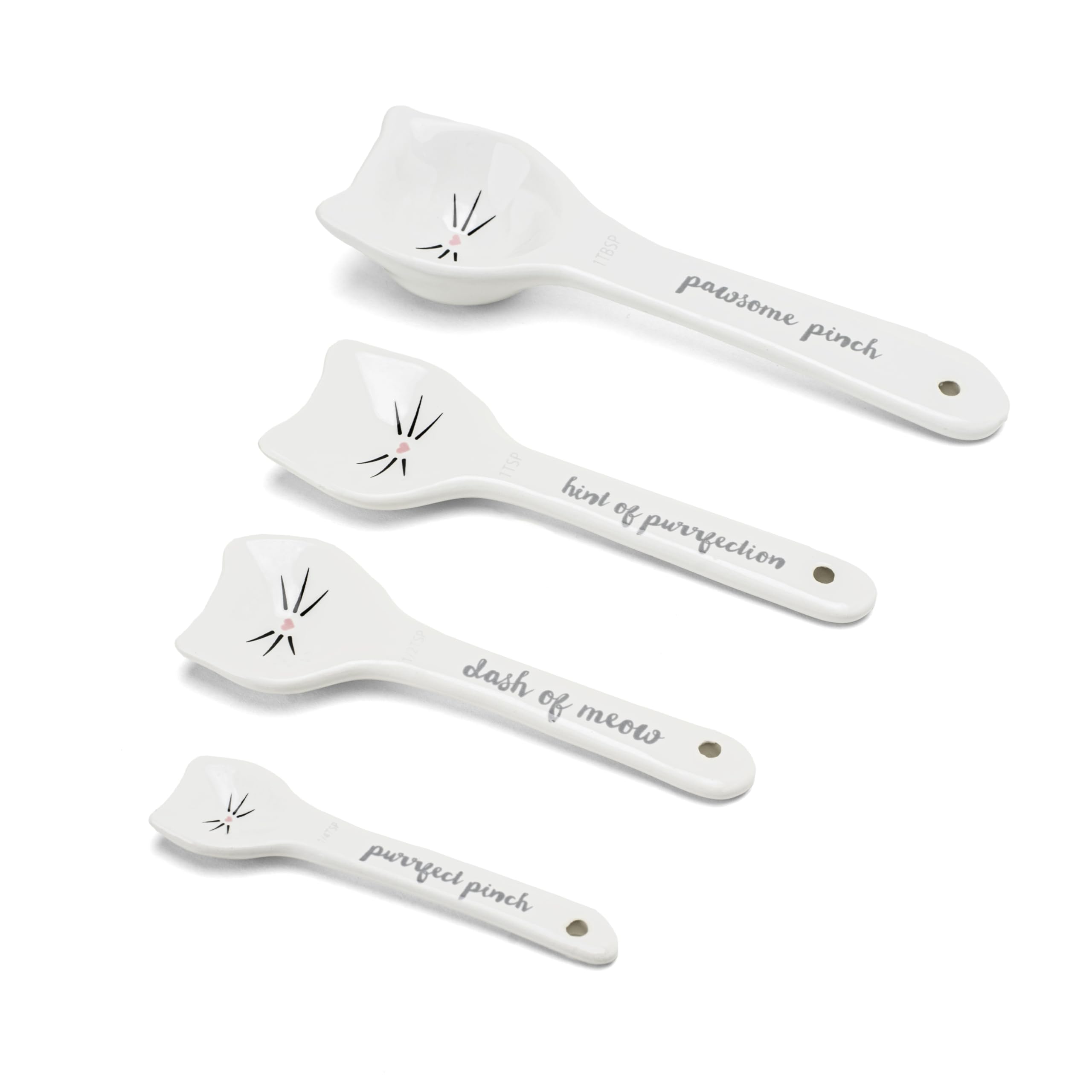 White Cat Measuring Cups & Spoons Gift Set – Ceramic Kitchen Tools for Cat Lovers & Bakers – 4 Measuring Cups and 4 Measuring Spoons – Unique Gift for Kitchen, Baking, and Cat Lovers