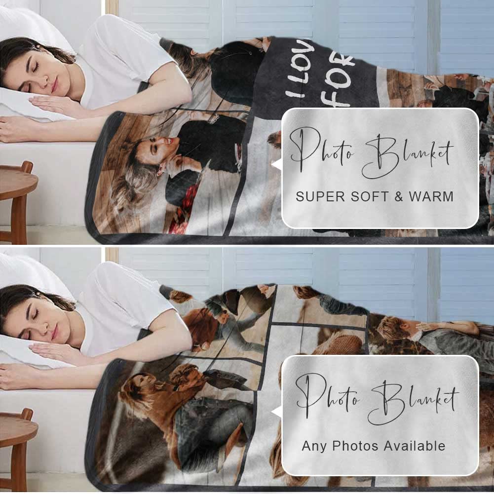 DayOfShe Ships Next Day, Personalized Photo Blankets for Girlfriend Gifts Mom Gifts, Custom Wife Blankets with Picture Flannel Throw Blanket for Boyfriend Couples Gifts