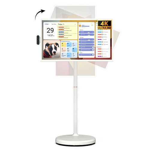 ApoloSign 32 Inch FHD Smart Portable TV 2nd Gen, 16(8+8) GB RAM+128GB, Android 16, EDLA-Certified, Rolling Tablet TV on Wheels, Built-in 15000mAh Battery, Full Swivel Rotation, Voice Remote Control