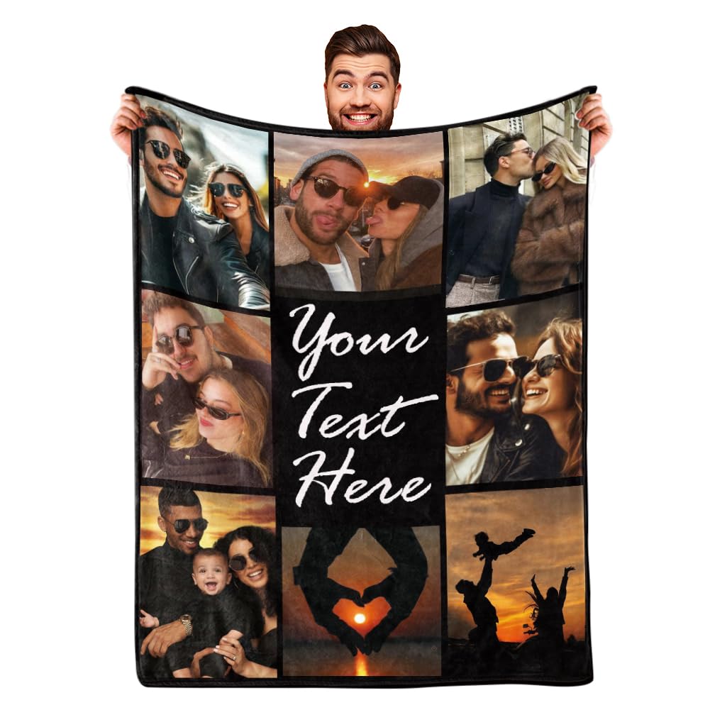 DayOfShe Ships Next Day, Personalized Photo Blankets for Girlfriend Gifts Mom Gifts, Custom Wife Blankets with Picture Flannel Throw Blanket for Boyfriend Couples Gifts
