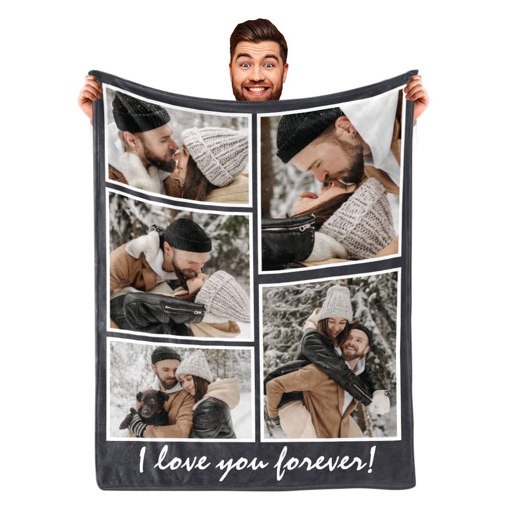 DayOfShe Ships Next Day, Personalized Photo Blankets for Girlfriend Gifts Mom Gifts, Custom Wife Blankets with Picture Flannel Throw Blanket for Boyfriend Couples Gifts