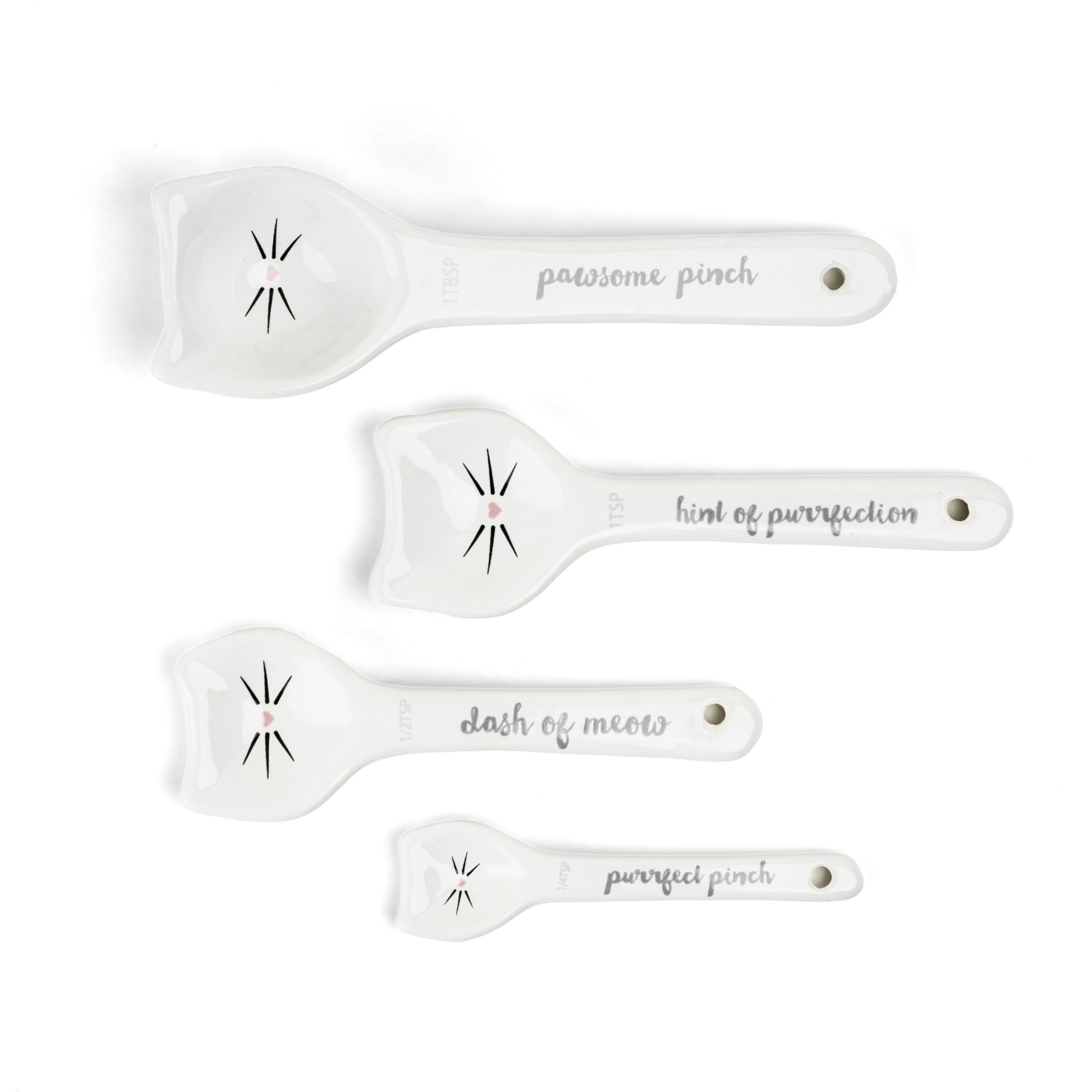 White Cat Measuring Cups & Spoons Gift Set – Ceramic Kitchen Tools for Cat Lovers & Bakers – 4 Measuring Cups and 4 Measuring Spoons – Unique Gift for Kitchen, Baking, and Cat Lovers