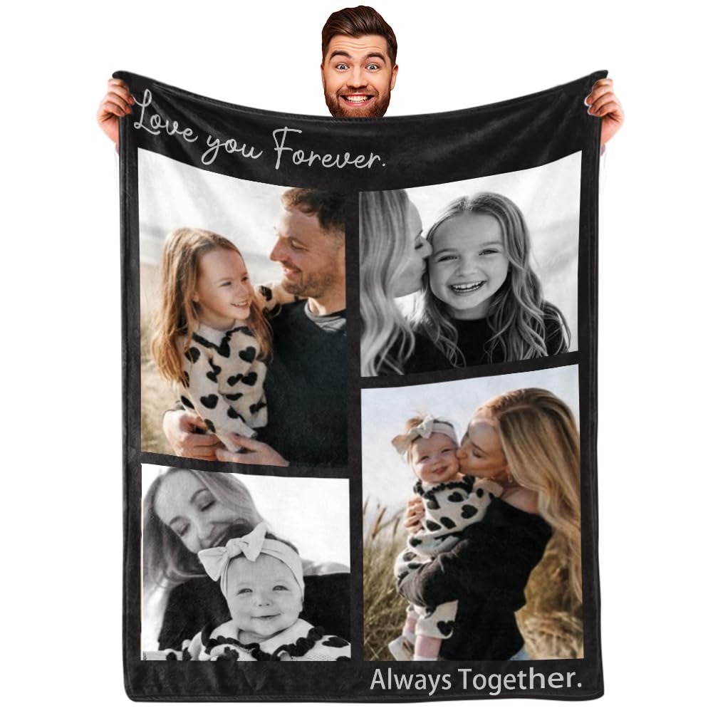 DayOfShe Ships Next Day, Personalized Photo Blankets for Girlfriend Gifts Mom Gifts, Custom Wife Blankets with Picture Flannel Throw Blanket for Boyfriend Couples Gifts