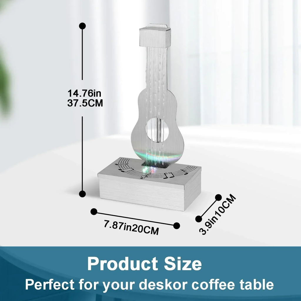 Indoor Tabletop Waterfall Moon Fountain, Home Décor Soothing Rain Sound Meditation Relaxing Fountains, Nature Slate Water Feature with Light for Room Office Desktop Decoration-13 Tall - Unique Gift Market