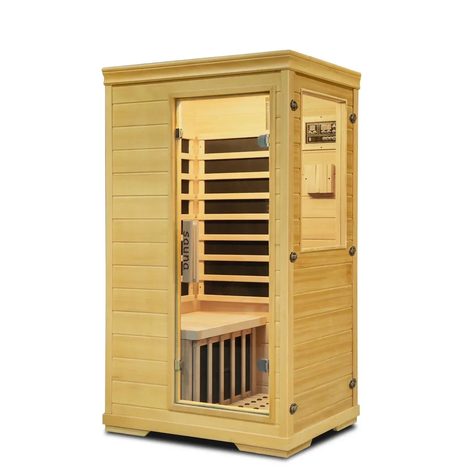 Far Infrared Sauna for 1 Person - 1050W Fast Heating, Canadian Hemlock Wood Home Sauna with Bluetooth Speaker, Chromotherapy & Oxygen Ionizer Easy Assembly Indoor Sauna for Relaxation, Detox, Home Gym - Unique Gift Market