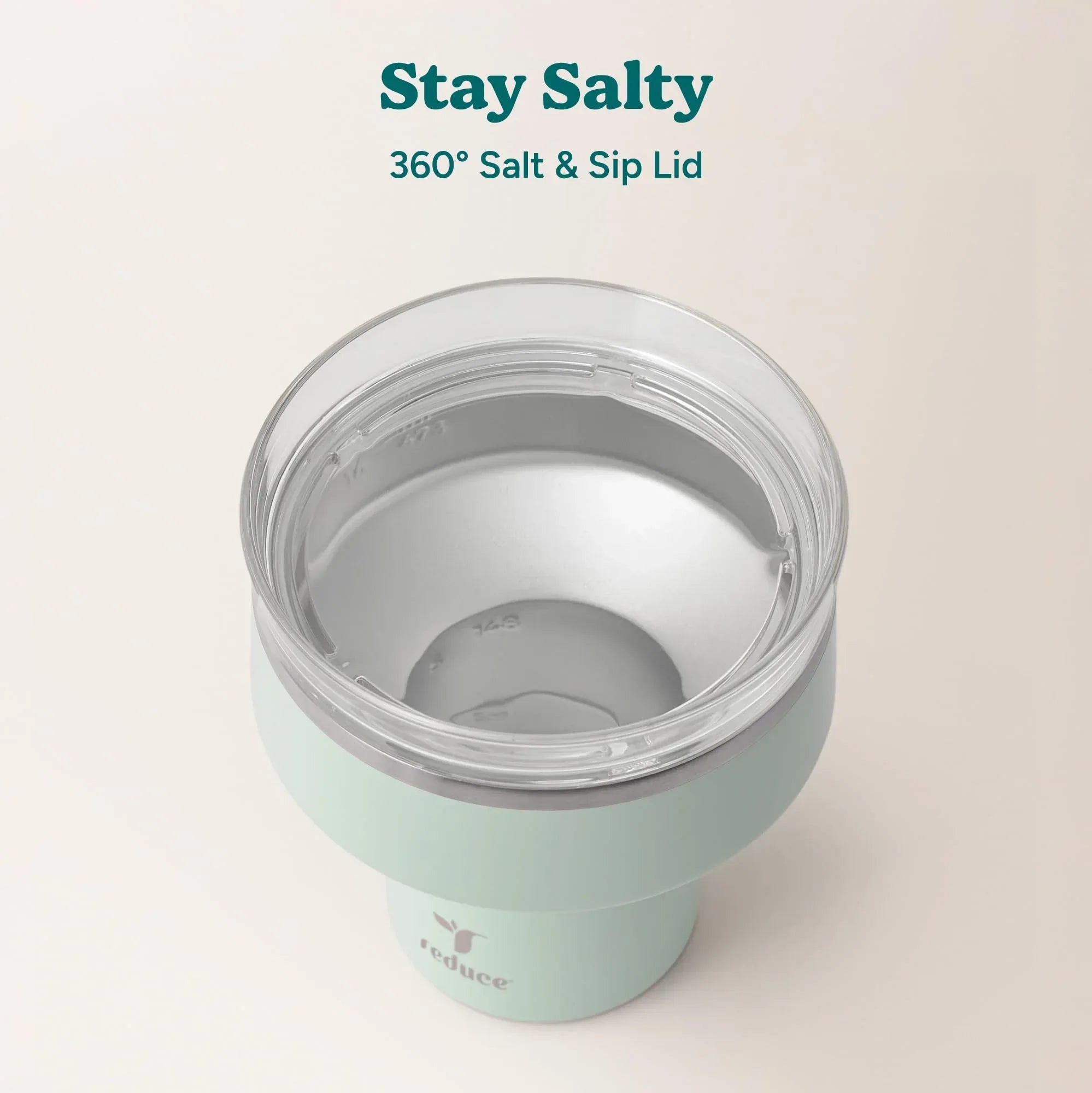 REDUCE Saltini 16 oz Cocktail Tumbler - Insulated Margarita Tumbler with Lid - Keeps Drinks Cold for 10 Hours - 360 Sippable Martini Glass Alternative - Shatterproof, Perfect for Parties - Sea Glass - Unique Gift Market