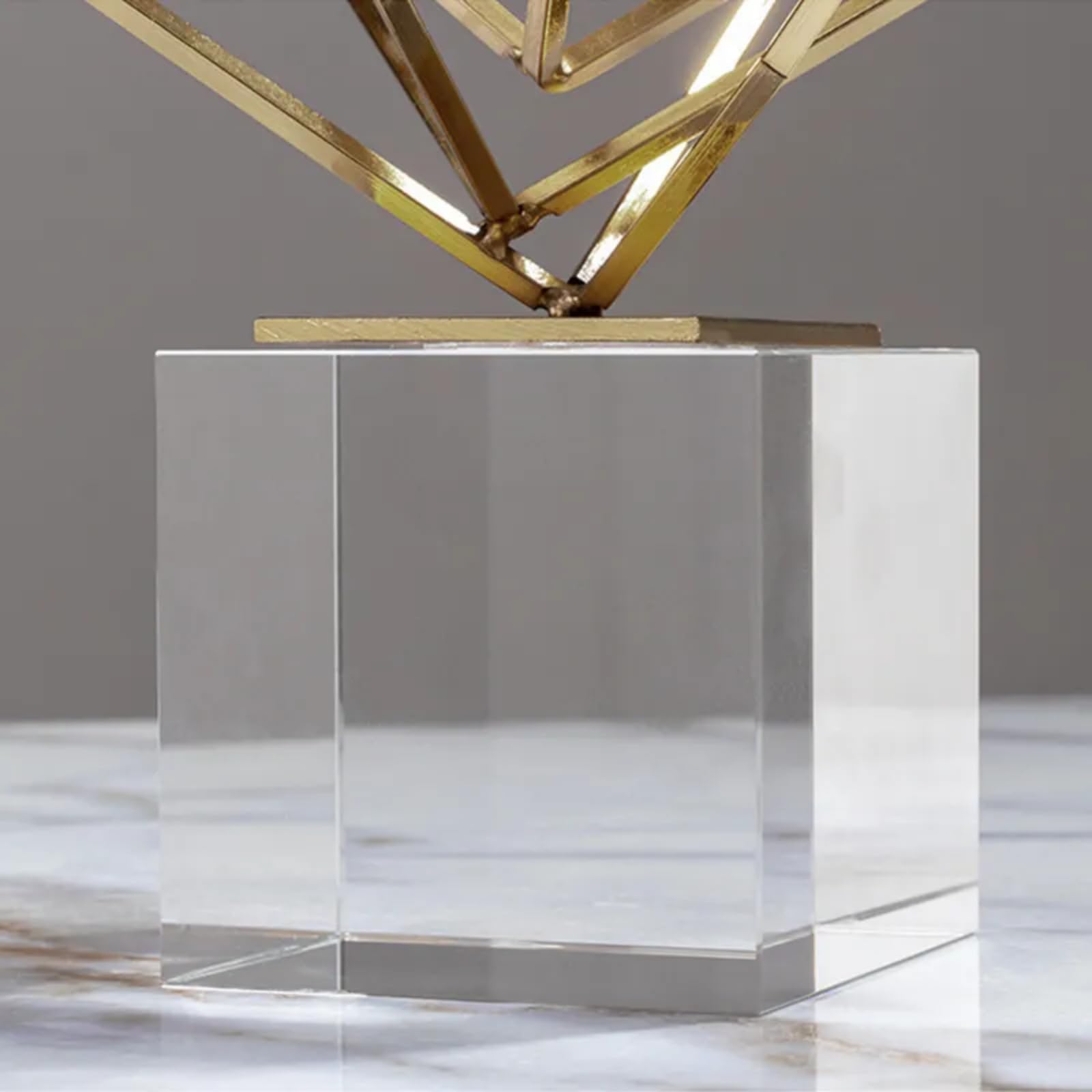 Homary Modern Abstract Art Decoration Metal Globe Ornament Sculpture Decor with Rectangle Stand Black & Gold