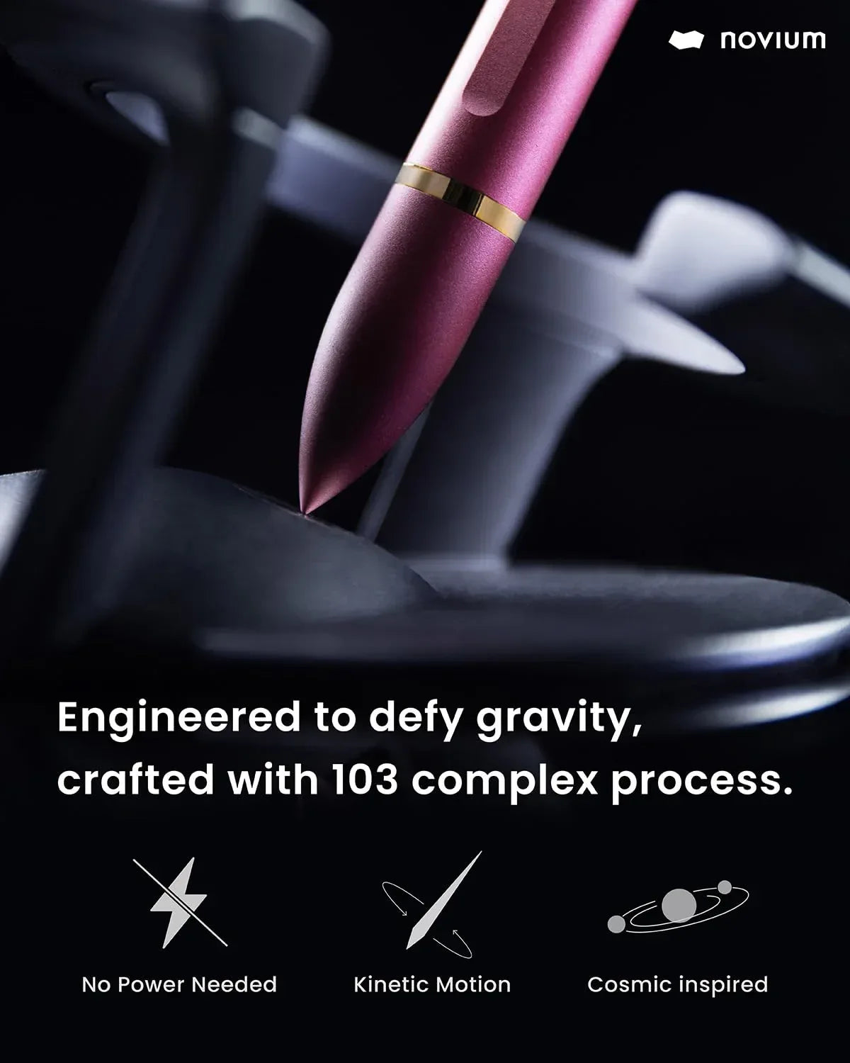 novium Hoverpen Interstellar, Mars Magma, Ballpoint Pen, Unisex, 23.5 Degree Angle, Schmidt Ballpoint Cartridges, Smooth Writing, No Spills, No Spotting, No Explosions - Unique Gift Market