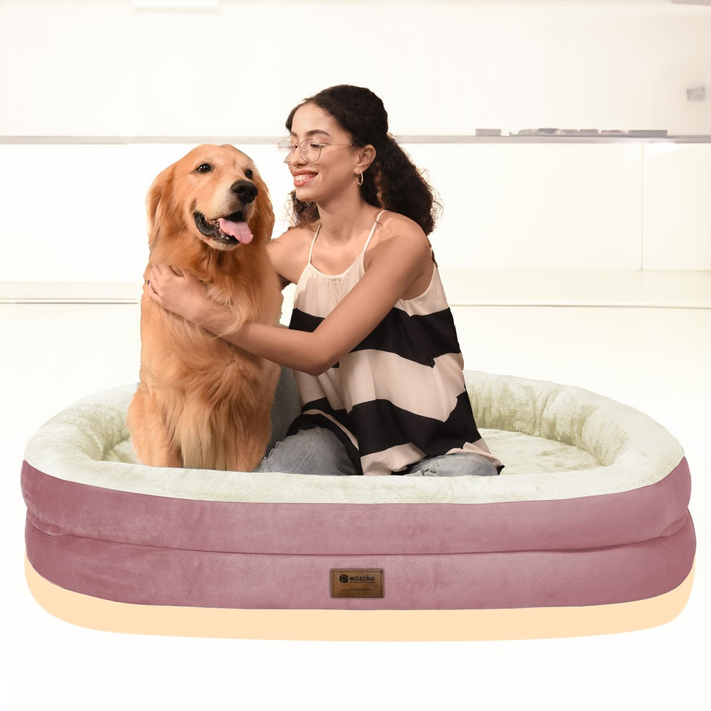 Giant Human Dog Bed for Adults and Pets, 74"x50"x12" Durable Memory Foam for Full-Body Comfort, Waterproof & Machine Washable Cover, Family Shared Lounger for Any Room, Grey