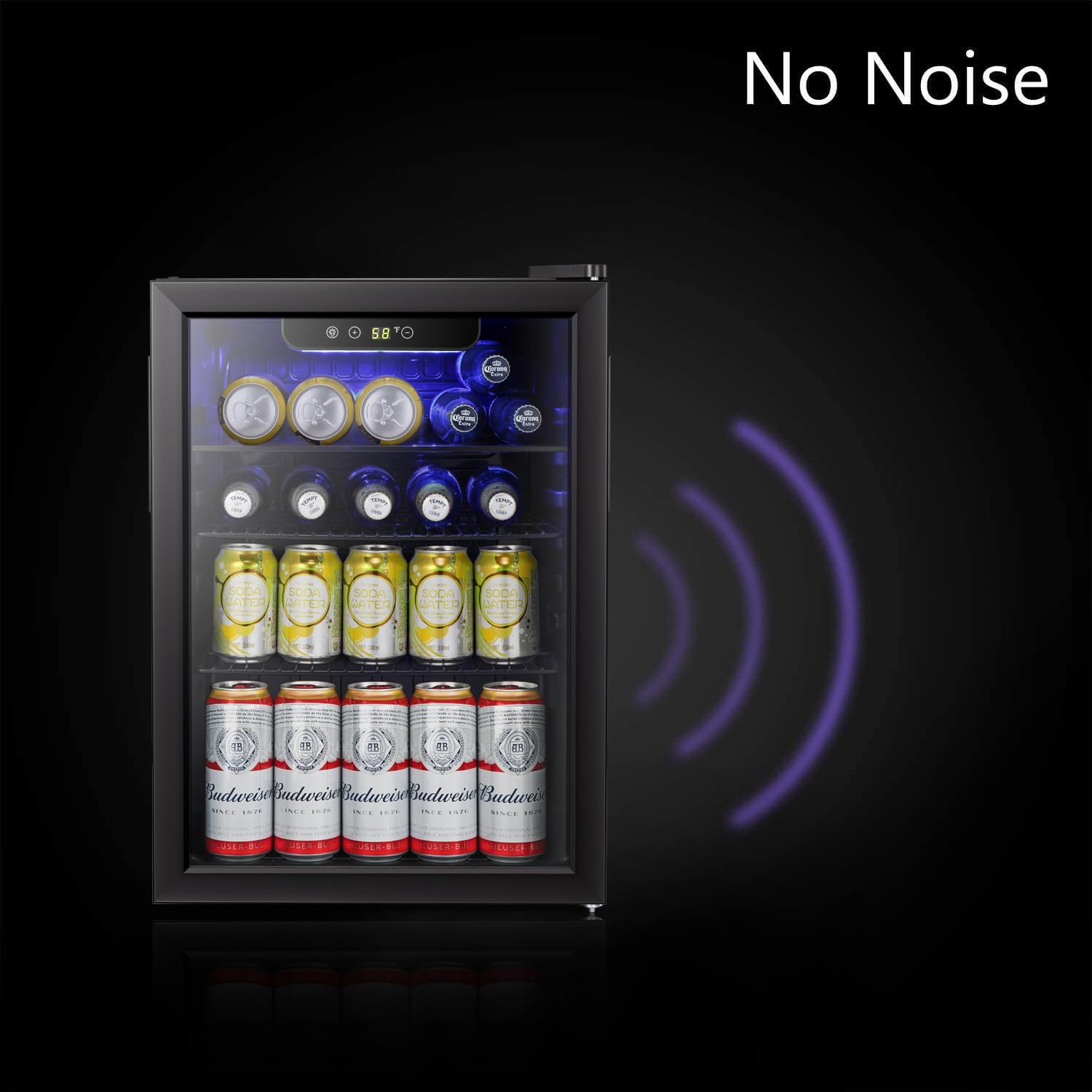 Antarctic Star 18L Beverage Refrigerator Cooler 24Can, Mini Fridge with Quiet Compressor, LED Light,Freestanding Small Fridge with Electronic Temperature Control for Home and Bar(40-61 ℉)