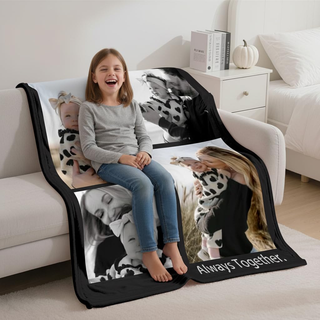 DayOfShe Ships Next Day, Personalized Photo Blankets for Girlfriend Gifts Mom Gifts, Custom Wife Blankets with Picture Flannel Throw Blanket for Boyfriend Couples Gifts