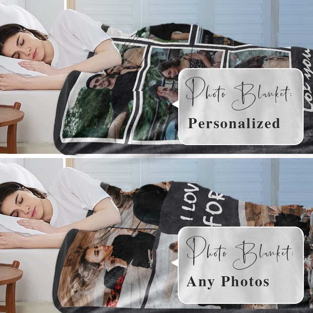 DayOfShe Ships Next Day, Personalized Photo Blankets for Girlfriend Gifts Mom Gifts, Custom Wife Blankets with Picture Flannel Throw Blanket for Boyfriend Couples Gifts