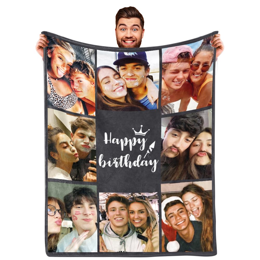 DayOfShe Ships Next Day, Personalized Photo Blankets for Girlfriend Gifts Mom Gifts, Custom Wife Blankets with Picture Flannel Throw Blanket for Boyfriend Couples Gifts