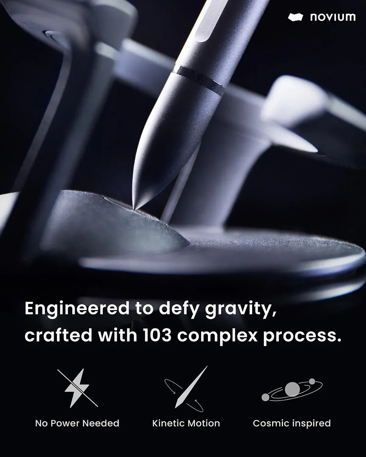 novium Hoverpen Interstellar, Mars Magma, Ballpoint Pen, Unisex, 23.5 Degree Angle, Schmidt Ballpoint Cartridges, Smooth Writing, No Spills, No Spotting, No Explosions - Unique Gift Market