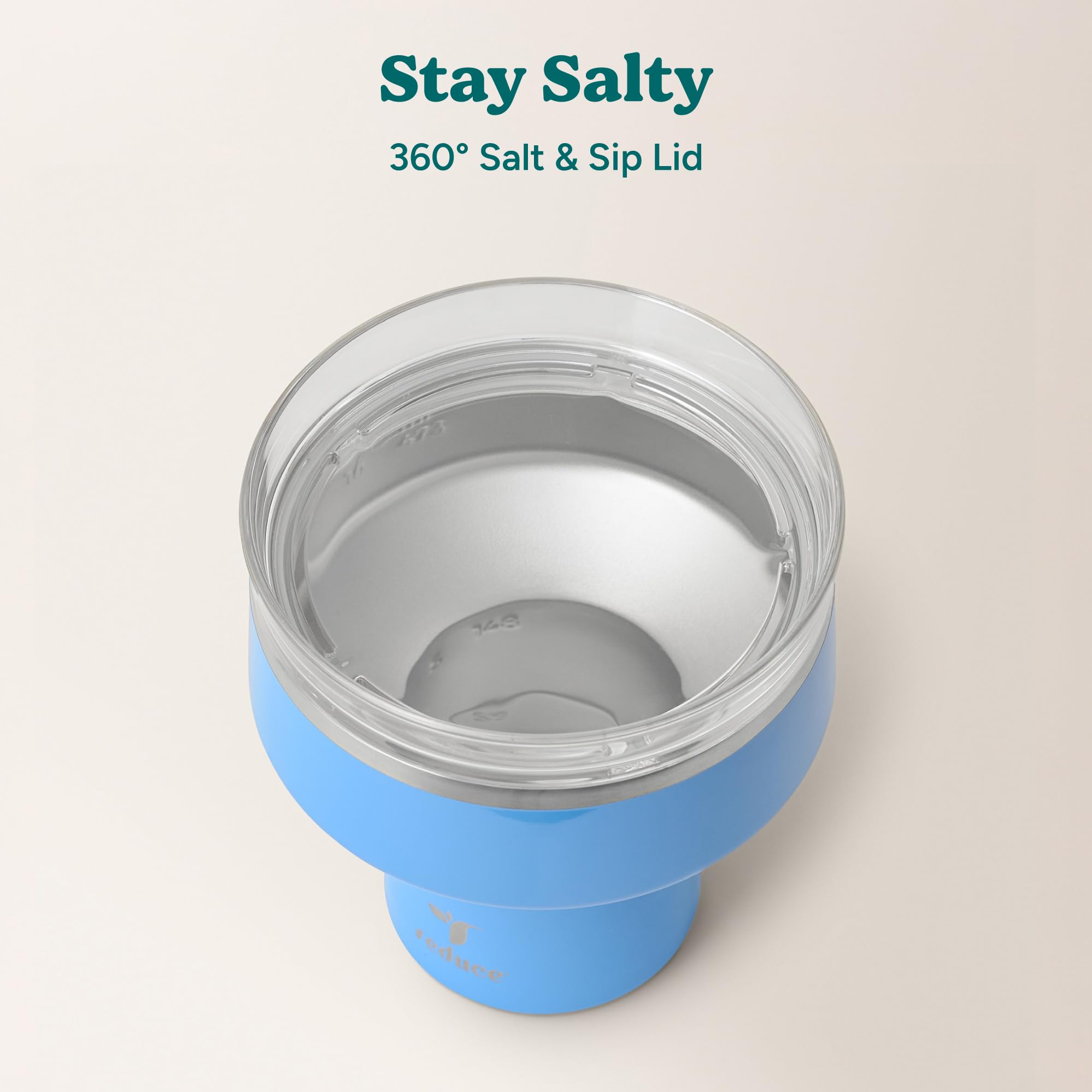 REDUCE Saltini 16 oz Cocktail Tumbler - Insulated Margarita Tumbler with Lid - Keeps Drinks Cold for 10 Hours - 360 Sippable Martini Glass Alternative - Shatterproof, Perfect for Parties - Sea Glass
