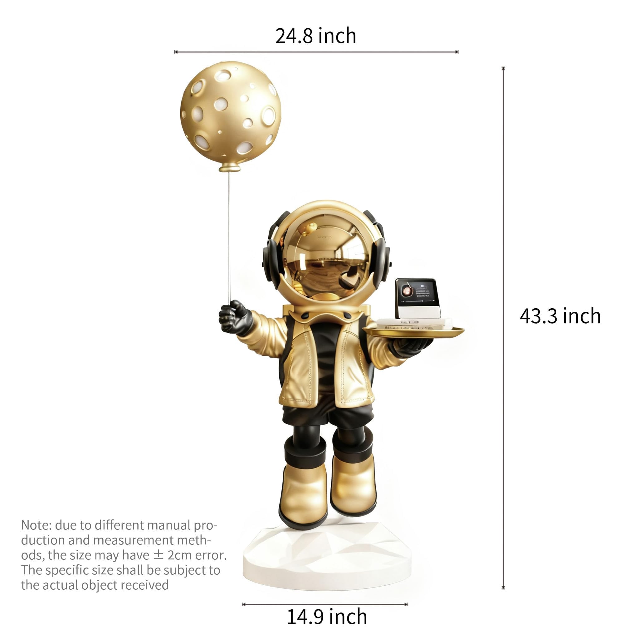 Astronaut Statue, Spaceman Sculpture, Home Decor Sculpture, Cool Metal mask Decoration, Large Spaceman Figurine Decoration