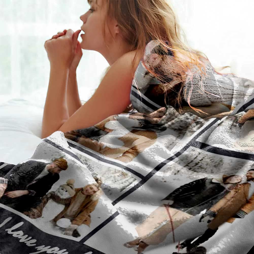 DayOfShe Ships Next Day, Personalized Photo Blankets for Girlfriend Gifts Mom Gifts, Custom Wife Blankets with Picture Flannel Throw Blanket for Boyfriend Couples Gifts