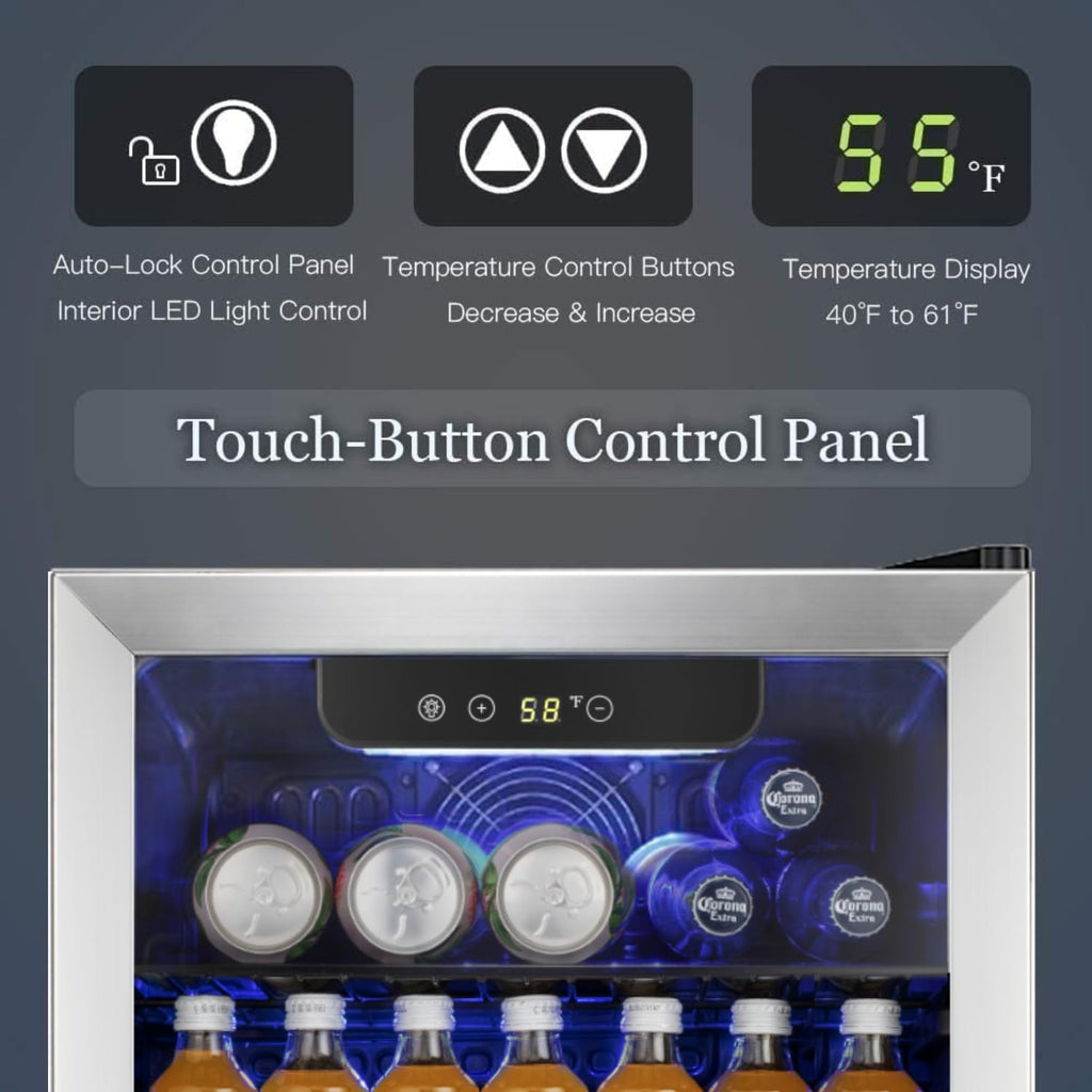 Antarctic Star 18L Beverage Refrigerator Cooler 24Can, Mini Fridge with Quiet Compressor, LED Light,Freestanding Small Fridge with Electronic Temperature Control for Home and Bar(40-61 ℉)