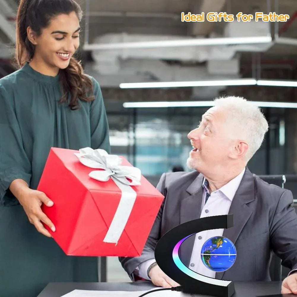 Magnetic Levitating Globe with LED Light, Cool Tech Gift for Men Father Boys and Girls , Birthday Gifts for Kids, Floating Globes World Desk Gadget Decor in Office Home/Display Frame Stand - Unique Gift Market