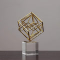 Homary Modern Abstract Art Decoration Metal Globe Ornament Sculpture Decor with Rectangle Stand Black & Gold