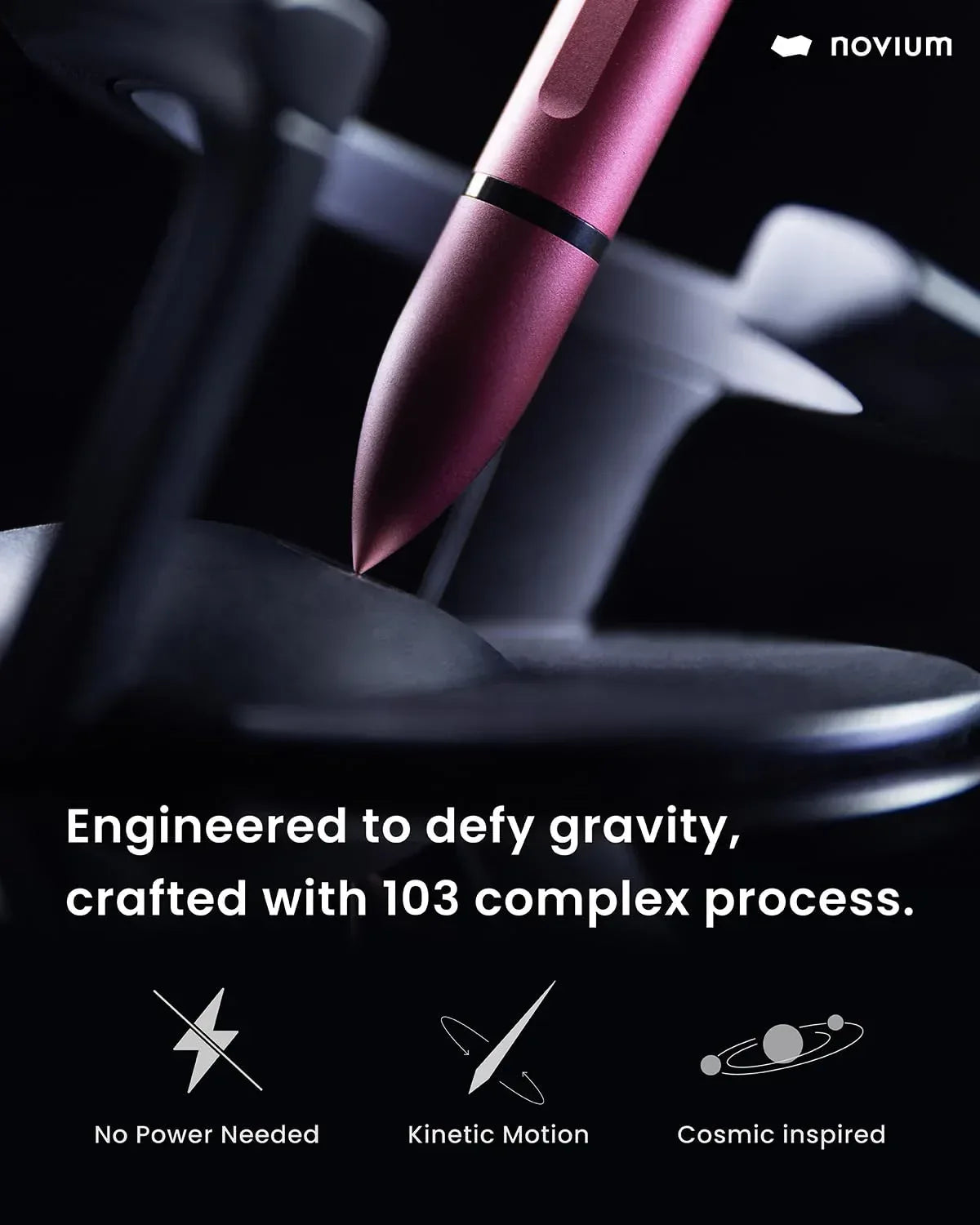 novium Hoverpen Interstellar, Mars Magma, Ballpoint Pen, Unisex, 23.5 Degree Angle, Schmidt Ballpoint Cartridges, Smooth Writing, No Spills, No Spotting, No Explosions - Unique Gift Market