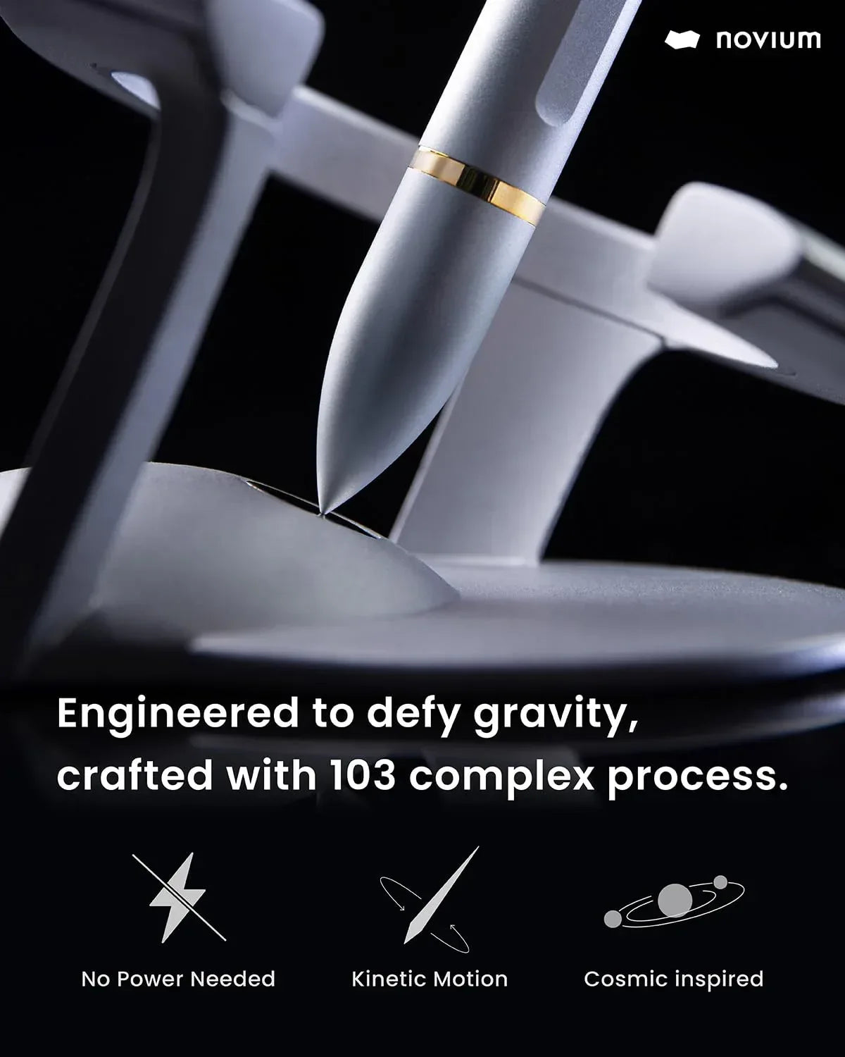 novium Hoverpen Interstellar, Mars Magma, Ballpoint Pen, Unisex, 23.5 Degree Angle, Schmidt Ballpoint Cartridges, Smooth Writing, No Spills, No Spotting, No Explosions - Unique Gift Market