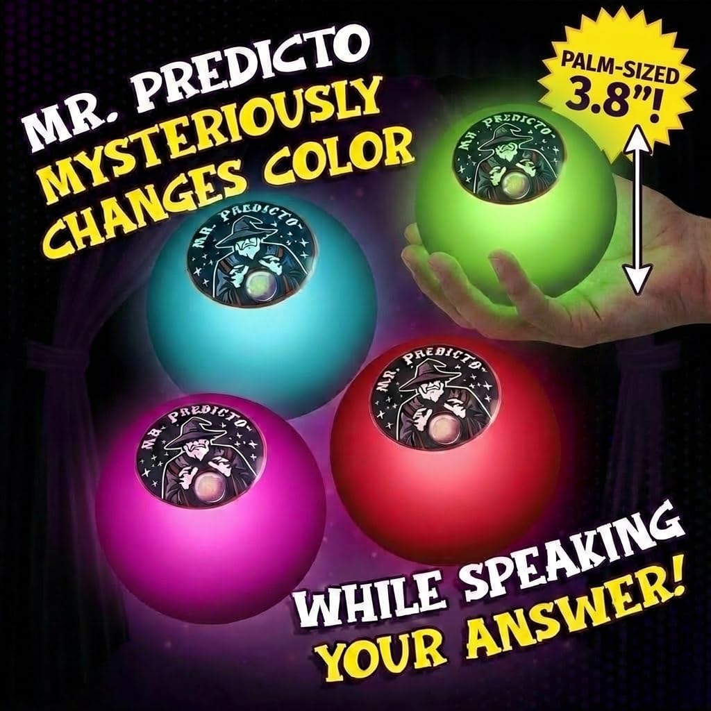 Talking Mr. Predicto Fortune Telling Ball - Ask a Question & He Speaks Your Answer Out Loud - Color Changing Plastic Crystal Ball Toy with 30+ Mystical Responses - Gag Gift for Kids, Teens & Families