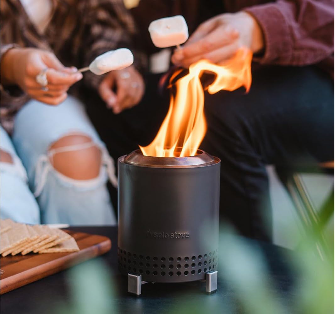 Solo Stove Mesa XL, 7 Inch Tabletop Fire Pit with Stand - Smokeless, Stainless Steel Fire Pit for Camping, Outdoor & Patio- Wood Burning or Pellet Fueled Portable Bonfire, 2.3lbs, Ash