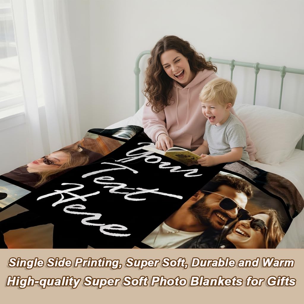 DayOfShe Ships Next Day, Personalized Photo Blankets for Girlfriend Gifts Mom Gifts, Custom Wife Blankets with Picture Flannel Throw Blanket for Boyfriend Couples Gifts