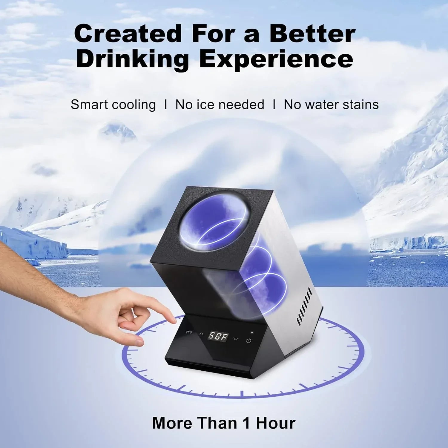Electric Wine Chiller, Single Bottle Cooler for 750ml Wine or Some Champagne,Stainless Steel Iceless Cooler Keep Cold Up to 24h,Kitchen,Bar and RV Vino Accessory,Gift for Vino Lover - Unique Gift Market