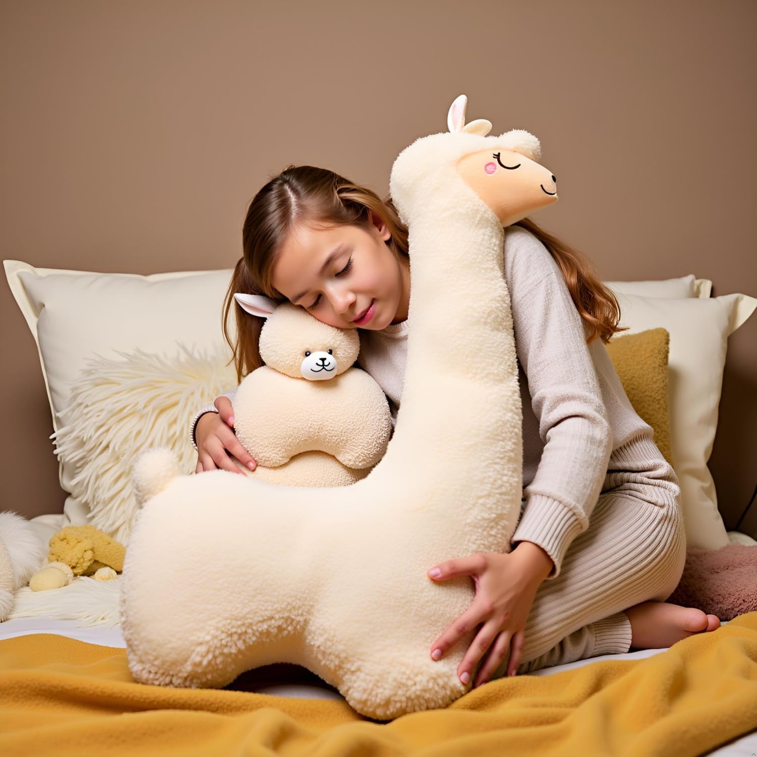 Ryttir 40 Inch 15% Chubbier Large Llama Stuffed Animal,Soft Weighted Alpaca Plush Stuffed Llamas Body Pillow for Kids and Adults - Perfect Valentine Llama Gifts for Cuddling and Room Decoration