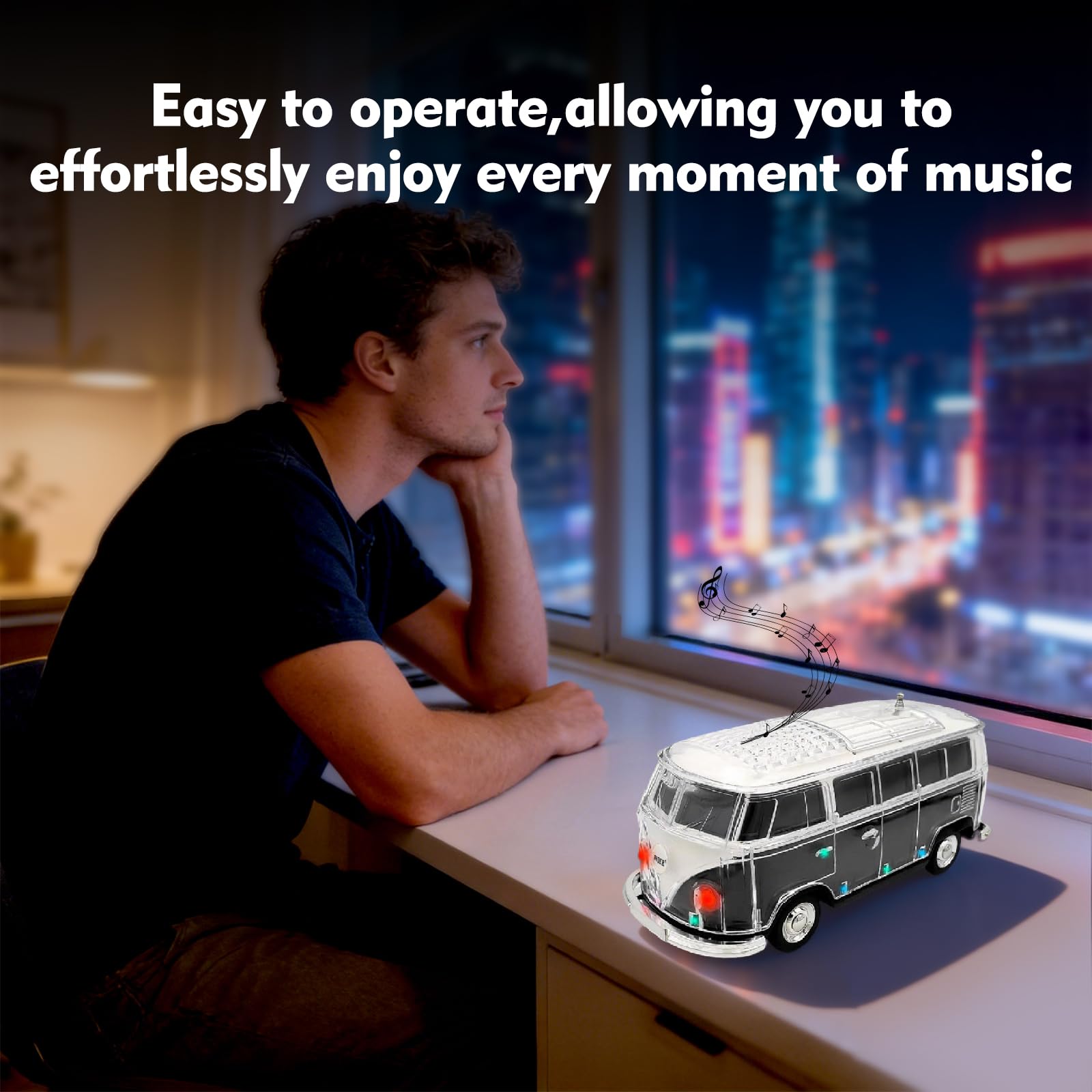 Mini Bus Bluetooth Speaker with Microphone, Portable Speaker Bluetooth, Small Speakers Bluetooth Wireless, LED Light, USB/TF, Car Design, Gift for Men, Men Birthday Gift Ideas (Green)