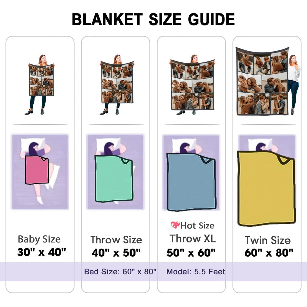 DayOfShe Ships Next Day, Personalized Photo Blankets for Girlfriend Gifts Mom Gifts, Custom Wife Blankets with Picture Flannel Throw Blanket for Boyfriend Couples Gifts