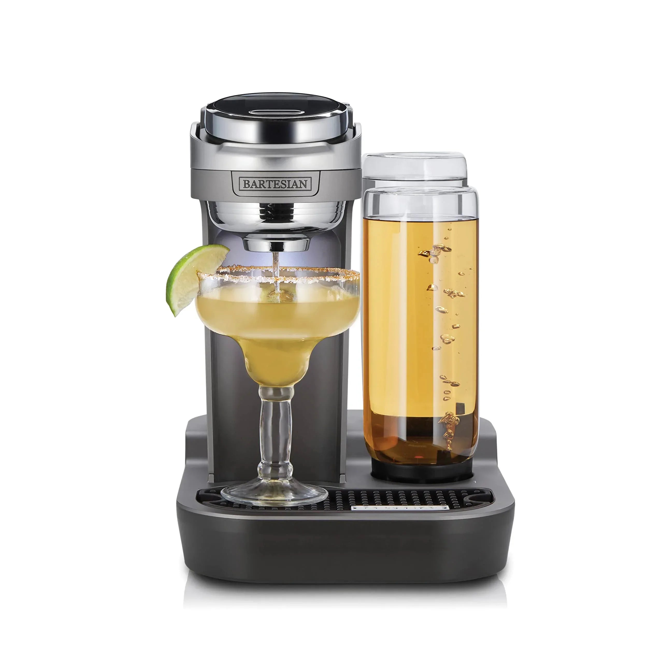 Bartesian Professional Cocktail Machine and Margarita Maker - High Capacity Bar Cocktail Mixer with 5 Premium Glass Bottles for Parties and Entertaining - Push-Button Technology and Easy Clean Design - Unique Gift Market