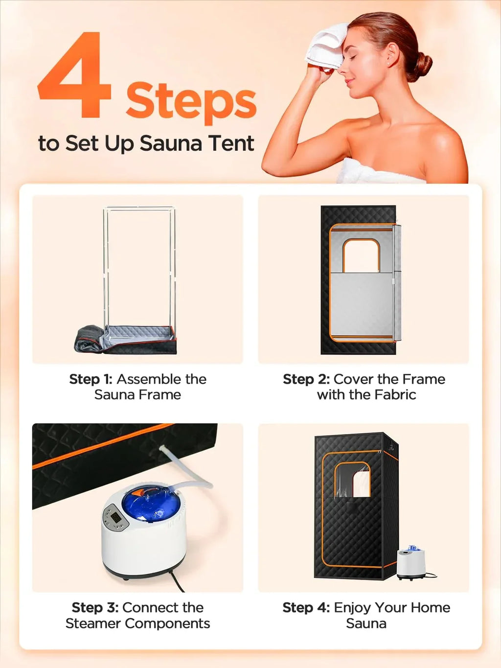 Portable Sauna for Home, Personal Portable Steam Sauna Tent with 1200W 3L Steamer Heater, 15 Levels, Remote Control, Foldable Chair, Cozy Big Size 36 * 36 * 71 inches - Unique Gift Market