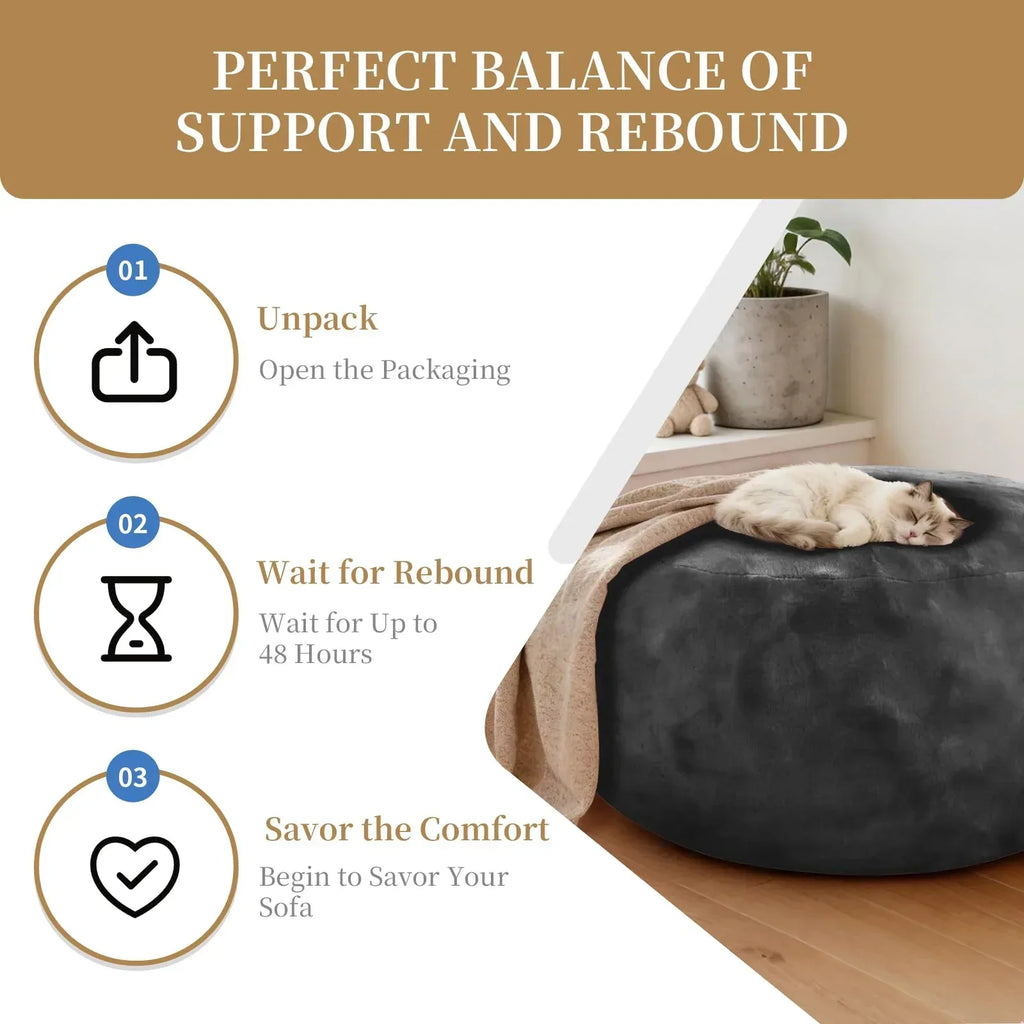 Big Beanbag Chairs for Adults ，6FT Bean Bag Chair with Filler Memory Foam Chair Super Soft Plush, Living Room Furniture, Suitable for bedrooms, Comfy Lounge Reading Chairs Birthday Gifts for Women Mom - Unique Gift Market