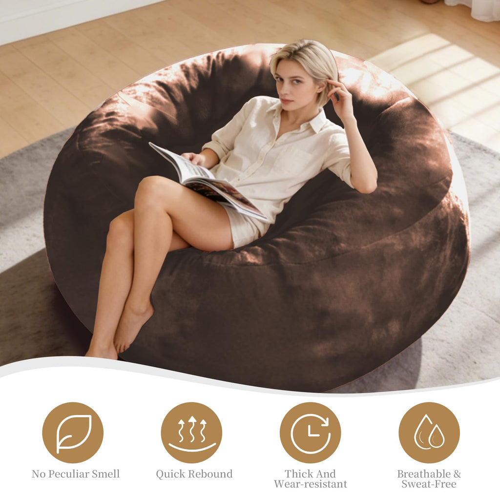 Big Beanbag Chairs for Adults ，6FT Bean Bag Chair with Filler Memory Foam Chair Super Soft Plush, Living Room Furniture, Suitable for bedrooms, Comfy Lounge Reading Chairs Birthday Gifts for Women Mom
