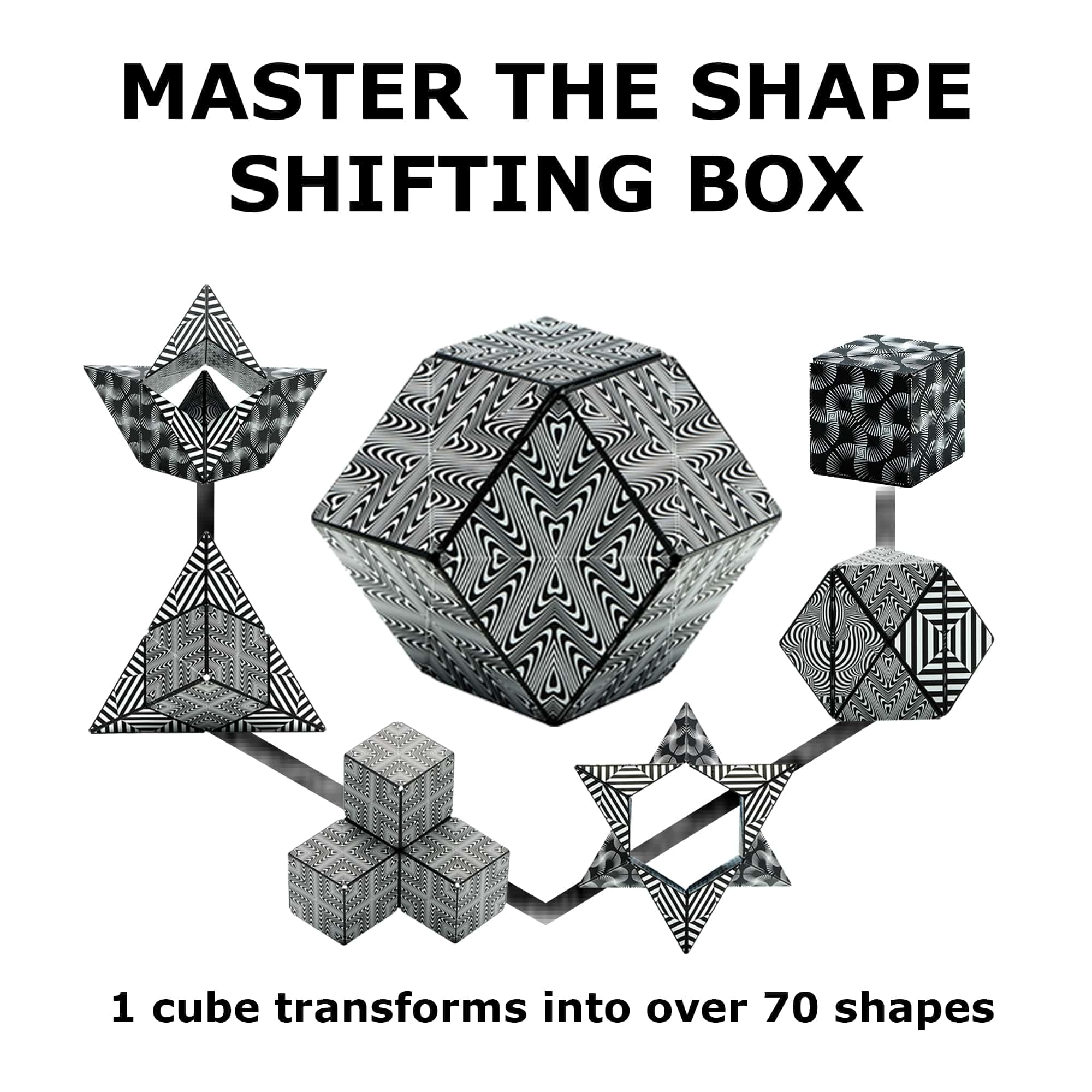Shashibo Shape Shifting Box - Award-Winning STEM Fidget Toy with Ultra Strong Magnets - Puzzle Cube Transforms Into 100+ Shapes, Perfect Sensory Gift for Kids, Teens, and Adults (Wings)