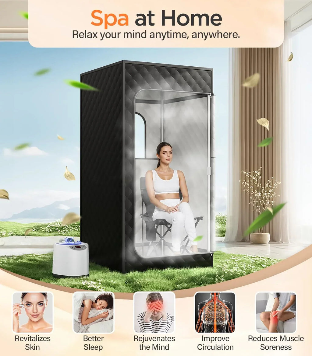 Portable Sauna for Home, Personal Portable Steam Sauna Tent with 1200W 3L Steamer Heater, 15 Levels, Remote Control, Foldable Chair, Cozy Big Size 36 * 36 * 71 inches - Unique Gift Market