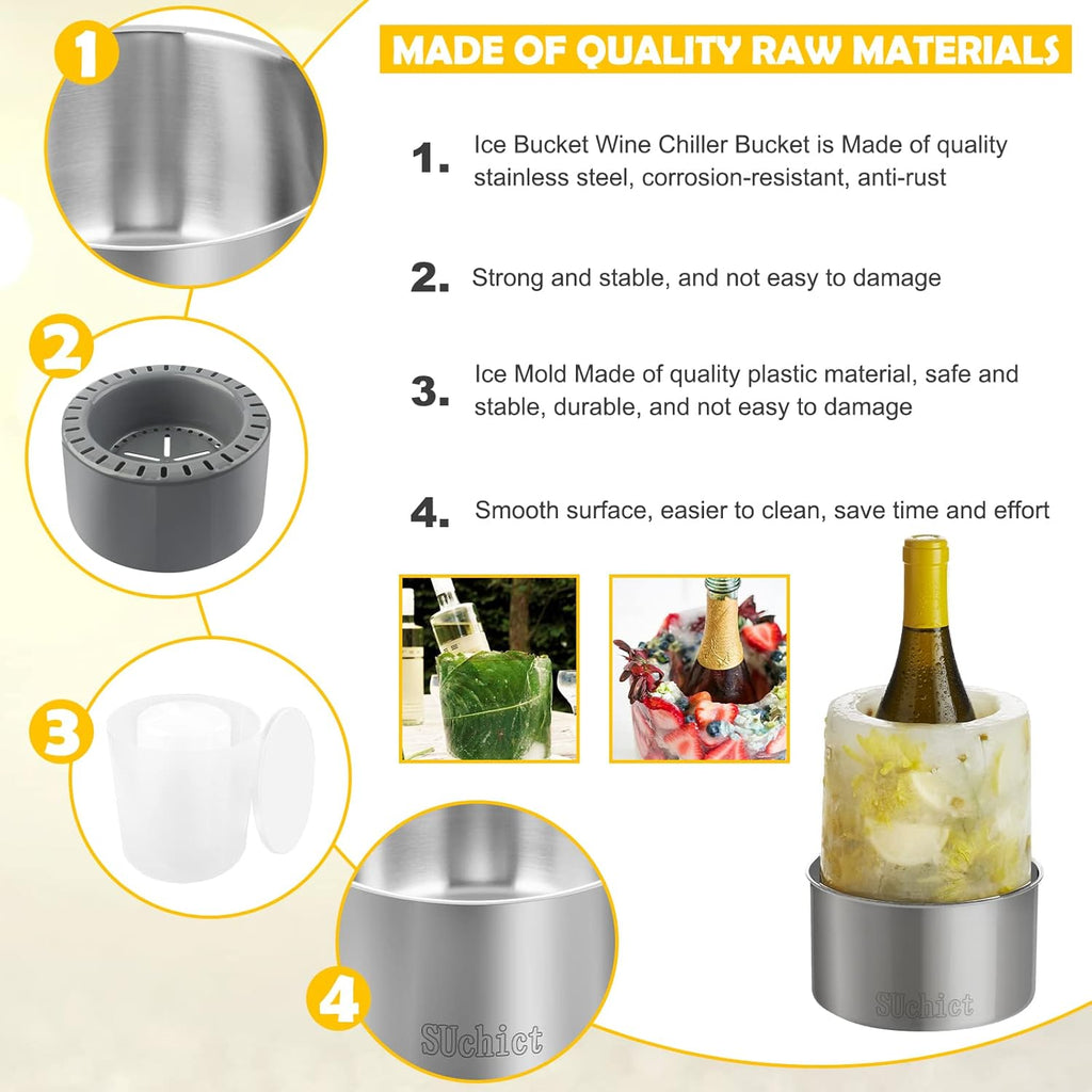 Ice Mold,Ice Bucket Mold, Ice Mold Wine Bottle Chiller,DIY Ice Bucket Mold for Wine Champagne and Cocktails,Ideal Gift for Special Parties Weddings Mother's Day Thanksgiving and Christmas
